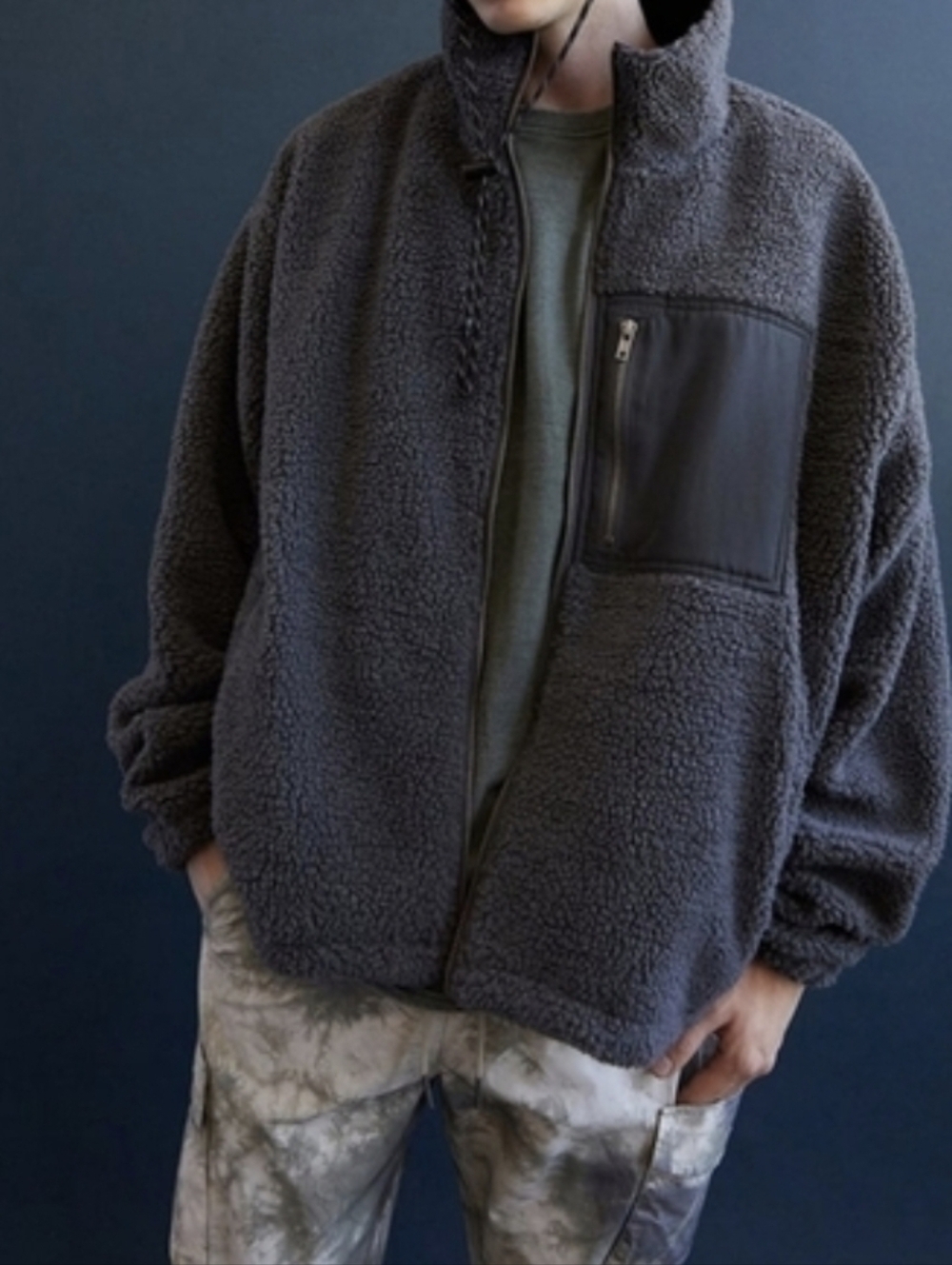 NWT PACSUN DARK GRAY UNISEX  Fleece Zip-Up Jacket...Size:S -SML